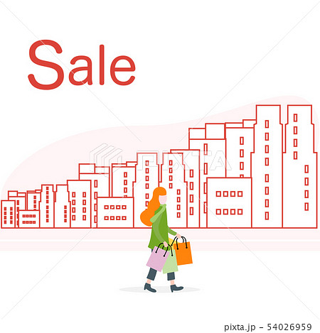 Big sale and shopping concept Woman, city. Big sale and shopping concept Woman, city. 54026959