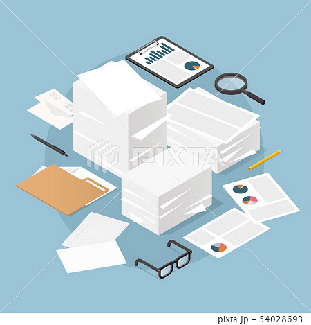 Isometric Paper Work Concept Illustration Isometric Paper Work Concept Illustration 54028693