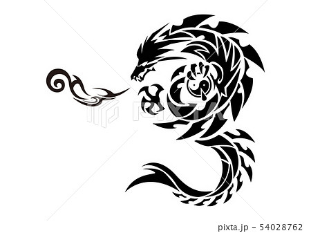 トライバルドラゴン ステッカーのデザイン のイラスト素材