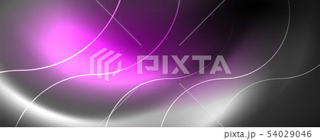 Shiny neon lights, dark abstract background with blurred magic neon light curved lines Shiny neon lights, dark abstract background with blurred magic neon light curved lines 54029046