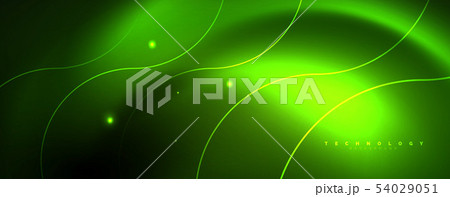 Shiny neon lines template - northern lights glowing blur lines. Futuristic style glow neon 80s disco 54029051