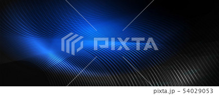 Dark abstract background with bright color neon lights and lines. Glowing background 54029053