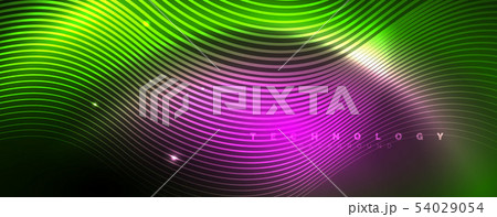 Shiny neon lines template - northern lights glowing blur lines. Futuristic style glow neon 80s disco Shiny neon lines template - northern lights glowing blur lines. Futuristic style glow neon 80s disco 54029054