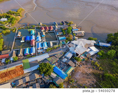Aerial view of Thai traditional Asian fishing 54030278