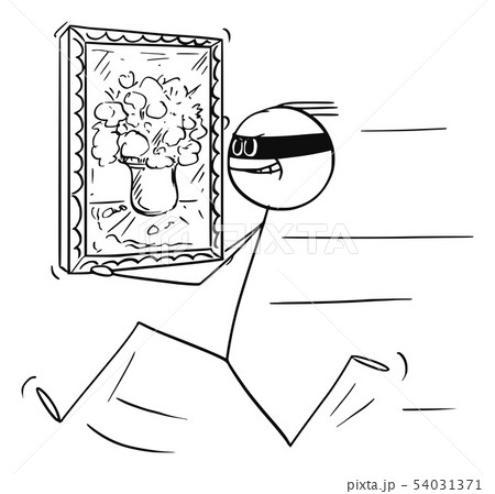 Vector Cartoon of Thief Running with Stolen...のイラスト素材