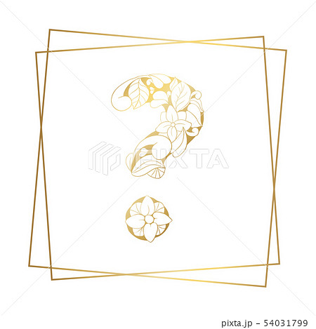 Golden Ornamental Alphabet Question Mark on White Golden Ornamental Alphabet Question Mark on White 54031799