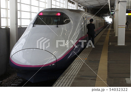冬のガーラ湯沢駅に停車中の上越新幹線E2系 冬のガーラ湯沢駅に停車中の上越新幹線E2系 54032322