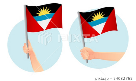 Antigua and Barbuda flag in hand icon 54032765