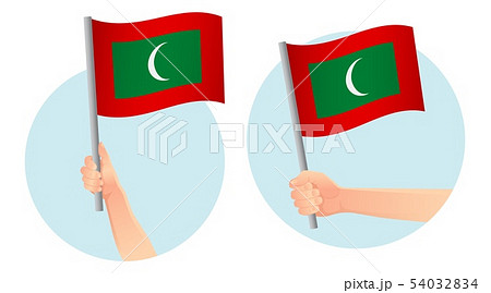 Maldives flag in hand icon 54032834