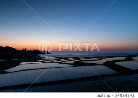 棚田夕景 54034343