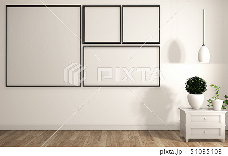 frame on white wall room zen style.3D rendering 54035403