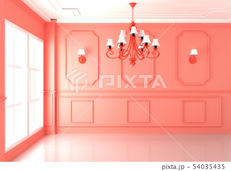 Living coral Luxury empty room interior .3d render 54035435