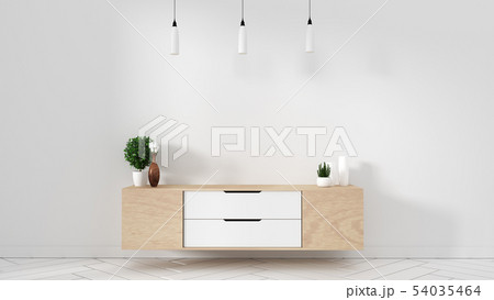 Tv cabinet in modern empty room Japanese 54035464