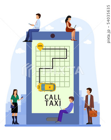 Taxi online mobile application people order taxi service with phone vector illustration. Traffic Taxi online mobile application people order taxi service with phone vector illustration. Traffic 54035635