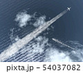 飛行機雲と航跡と海のきらめきのある風景1-俯瞰CG-04 飛行機雲と航跡と海のきらめきのある風景1-俯瞰CG-04 54037082