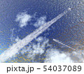 飛行機雲と航跡と海のきらめきのある風景1-俯瞰CG-11 飛行機雲と航跡と海のきらめきのある風景1-俯瞰CG-11 54037089