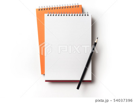 orange spiral notebook on white background 54037396