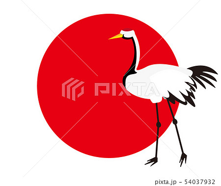 鶴 日本鶴 鳥 年賀状 年賀状素材のイラスト素材