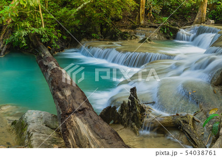 Beautiful scenery of Erawan Waterfall Beautiful scenery of Erawan Waterfall 54038761