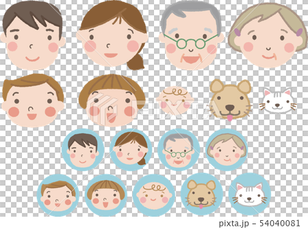 Three generation family icon (with dog & cat) 17 Three generation family icon (with dog & cat) 17 54040081