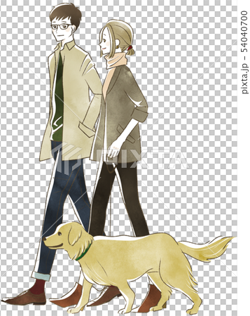 犬の散歩をする夫婦・カップルのイラスト素材 [54040700] - PIXTA