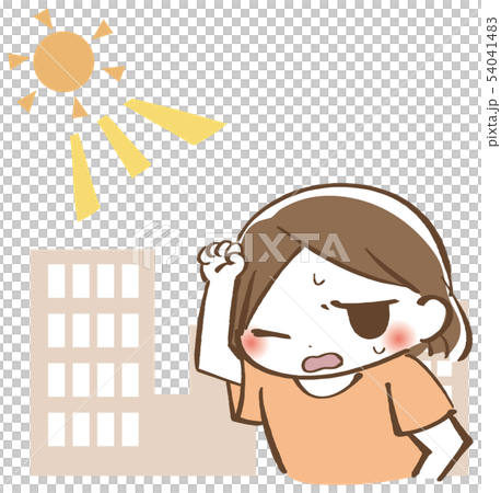日差し 気にする 女性 夏 イラストのイラスト素材