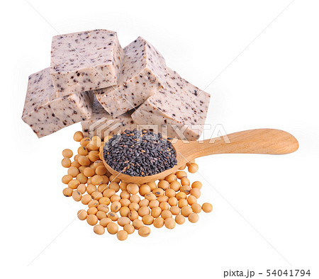 Tofu and sesame isolated on white background 54041794