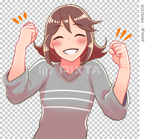 ガッツポーズする女の子のイラストのイラスト素材