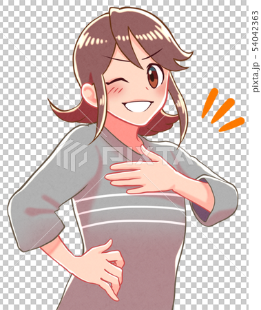 Illustration of a girl with a confident face 54042363
