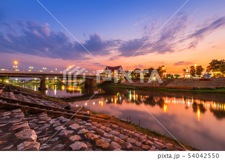 Natural evening at view the Nan River and the Natural evening at view the Nan River and the 54042550