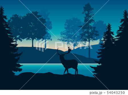 Realistic illustration of hilly landscape with 54043250