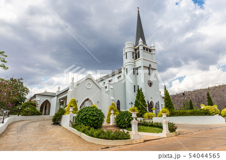 Beautiful white church in the midst of the valley Beautiful white church in the midst of the valley 54044565