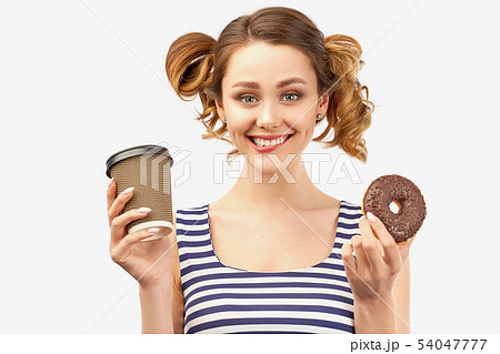 A happy girl with a stylish hairstyle 54047777