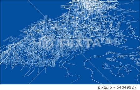 Outline city concept. Wire-frame style 54049927