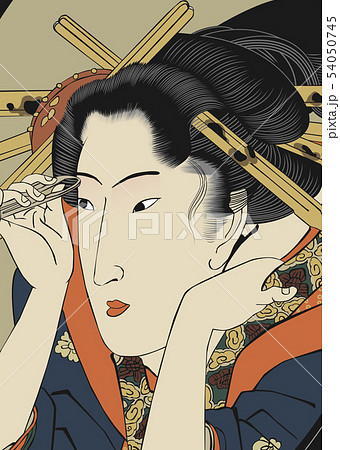若狭屋時代鏡、歌川国貞画　絵草紙全20ページ 浮世絵 歌川国貞 今風化粧鏡のイラスト素材 [54050745] - PIXTA