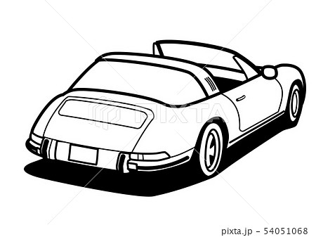 ジャーマンヒストリックオープン　リアビュー　塗り絵風　自動車イラスト 54051068