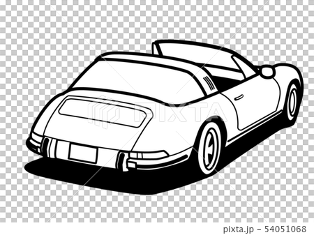 ジャーマンヒストリックオープン　リアビュー　塗り絵風　自動車イラスト 54051068