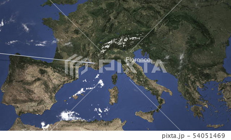 Plane arriving to Florence, Italy from west, 3D rendering Plane arriving to Florence, Italy from west, 3D rendering 54051469