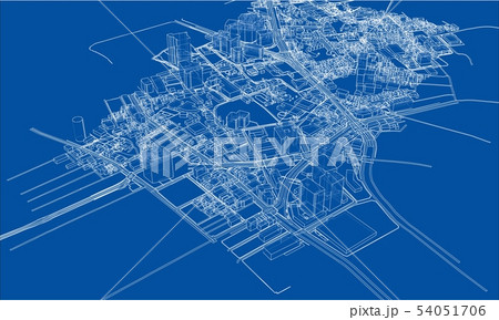 Outline city concept. Wire-frame style 54051706