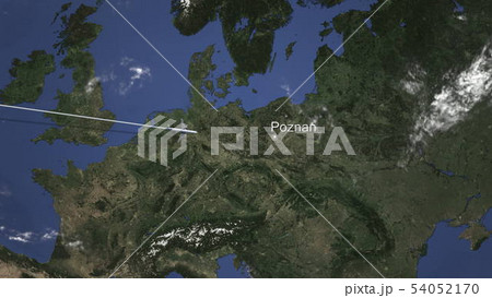 Airliner flying to Poznan, Poland from west. 3D rendering  54052170
