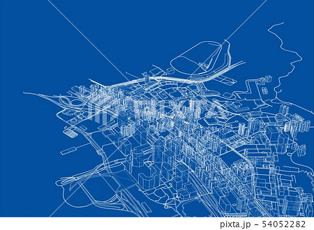 Outline city concept. Wire-frame style Outline city concept. Wire-frame style 54052282