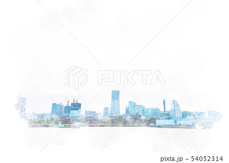 みなとみらいの風景 水彩画風 みなとみらいの風景 水彩画風 54052314