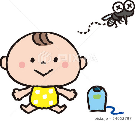 赤ちゃんに近寄れない蚊のイラスト素材
