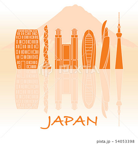 Unusual Japanese architecture Mount Fuji. 54053398