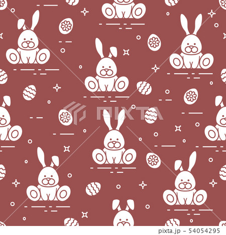 Pattern with Easter rabbits, decorated eggs 54054295