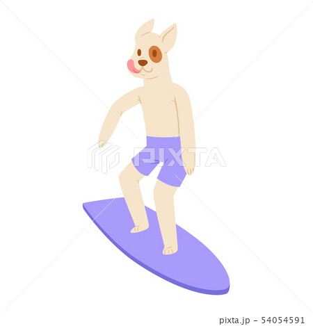 Surf vector dog animal surfer character surfing on surfboard illustration animalistic set of cartoon 54054591