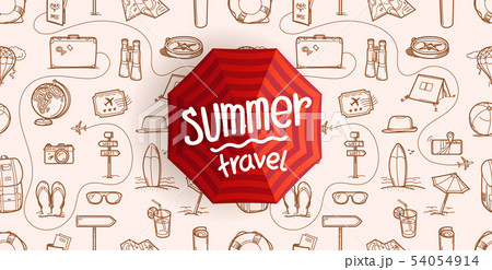 Summer travel vintage style concept. Composition Summer travel vintage style concept. Composition 54054914