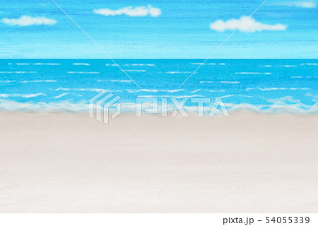 広い砂浜の海 水彩背景のイラスト素材
