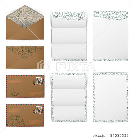 Envelopes and blank papers with animal pattern 54056535
