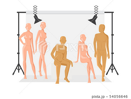 Vector creative character design people posing while photographer taking photos. Photo light Vector creative character design people posing while photographer taking photos. Photo light 54056646